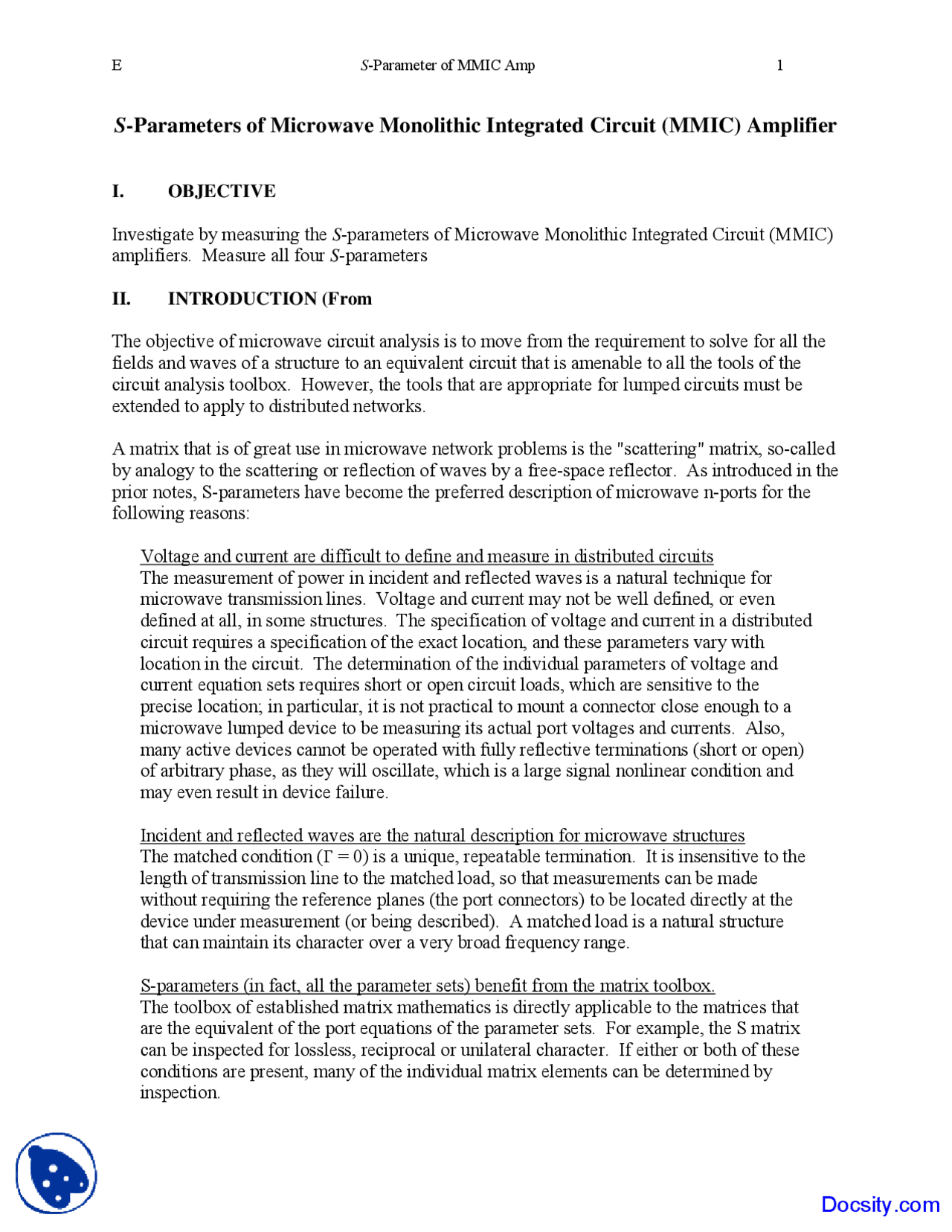Parameters of Microwave - RF and Microwave Engineering - Lab Notes ...