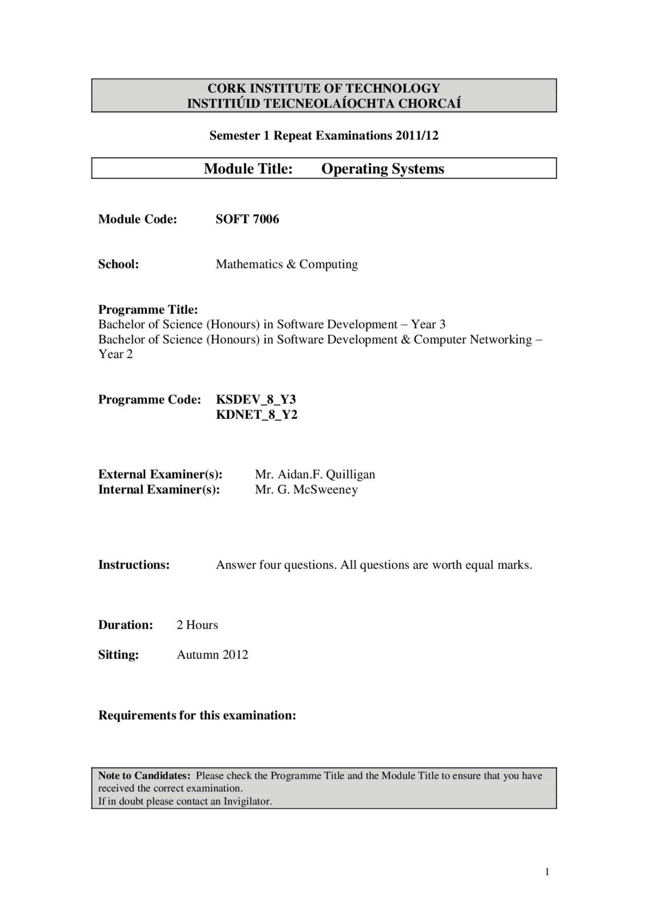 UNIX Block - Operating System - Exam Paper | Exams Computer Science ...
