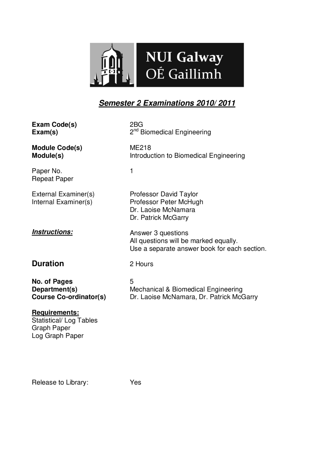 Old Lab Exam Papers Aseptic Technique - Introduction to Biomedical Engineering - Old Exam ...