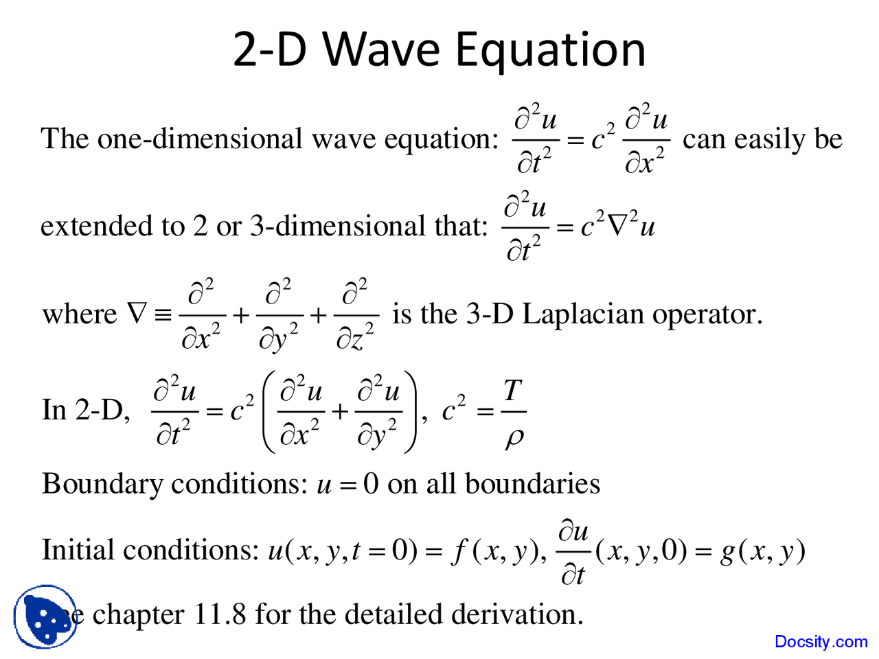 Wave Equation - Tools in Mechanical Engineering - Lecture Slides - Docsity
