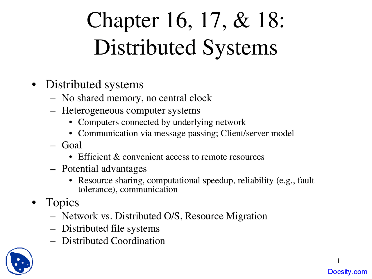Distributed Systems - Operating System - Lecture Slides - Docsity