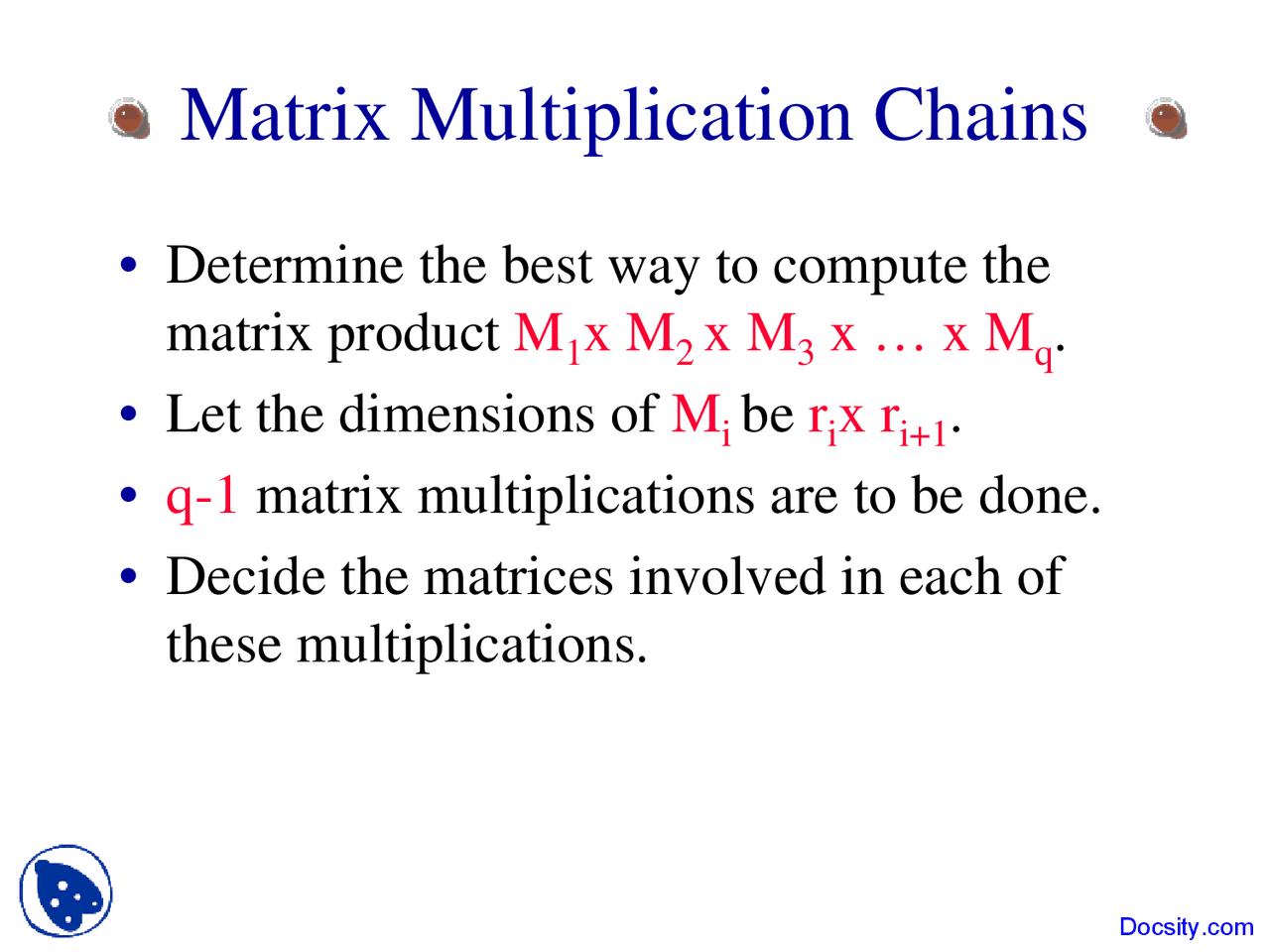 Matrix Multiplication Chains - Algorithms and Applications in Java ...