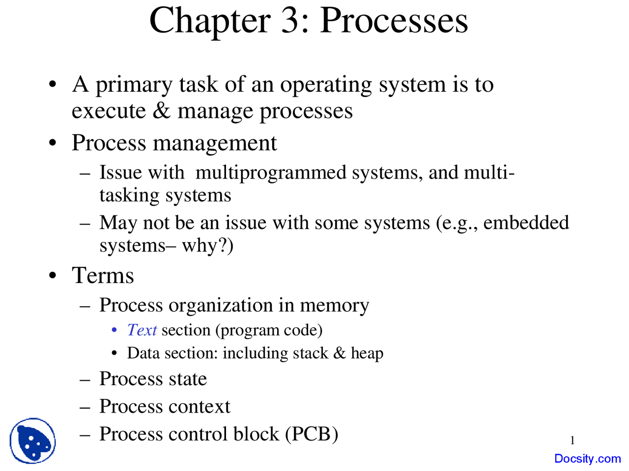 ppt - understanding processes in operating system... Processes - Operating System - Lecture Slides - Docsity