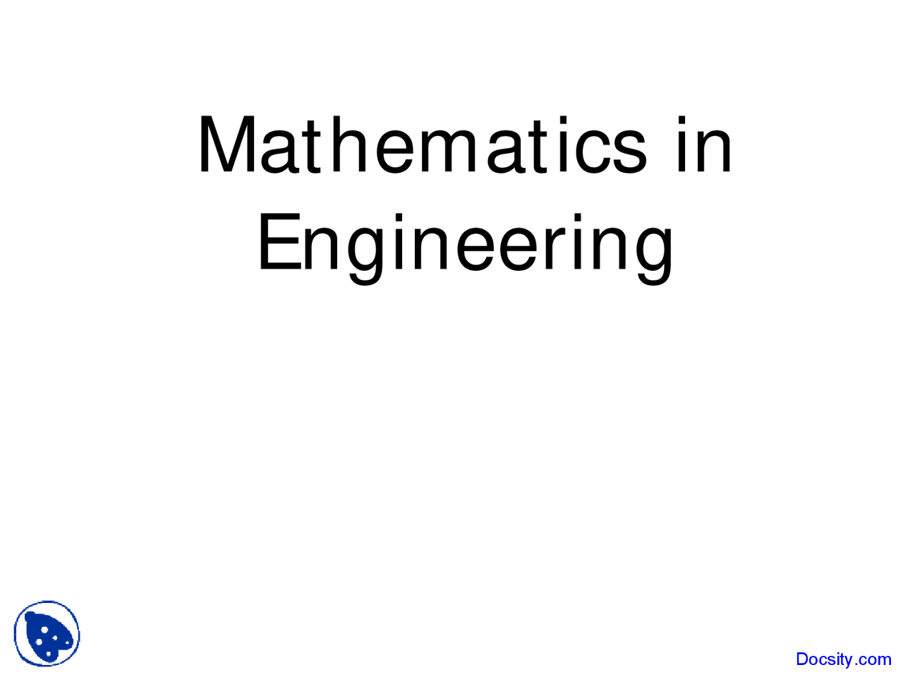 Mathematics in Engineering - Civil and Environmental Engineering ...