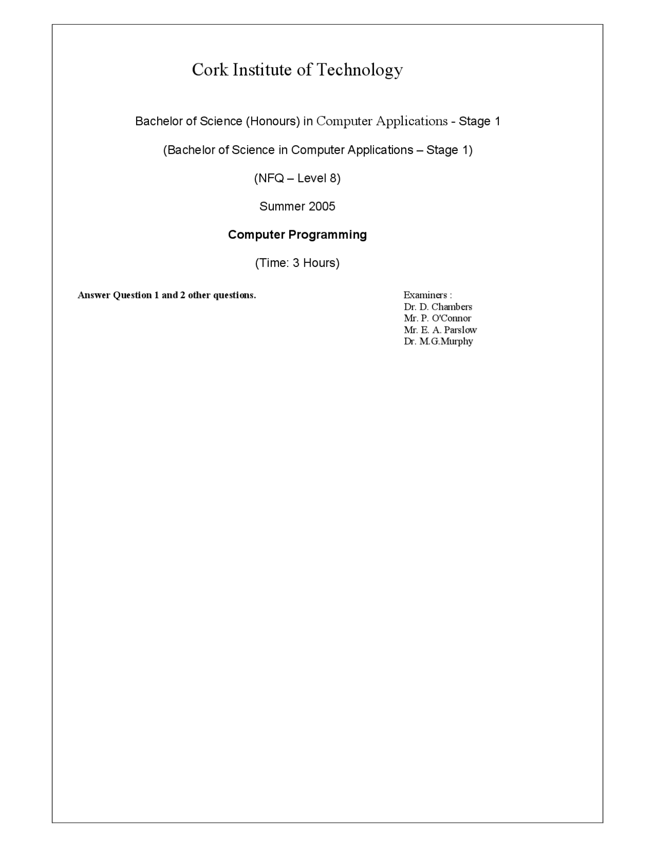 C plus plus Program - Computer Programming - Exam | Exams Computer ...