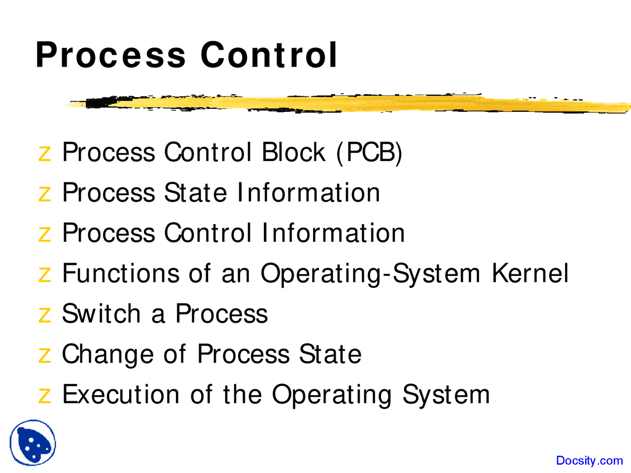 Process Control Operating Systems and Architecture Lecture Slides