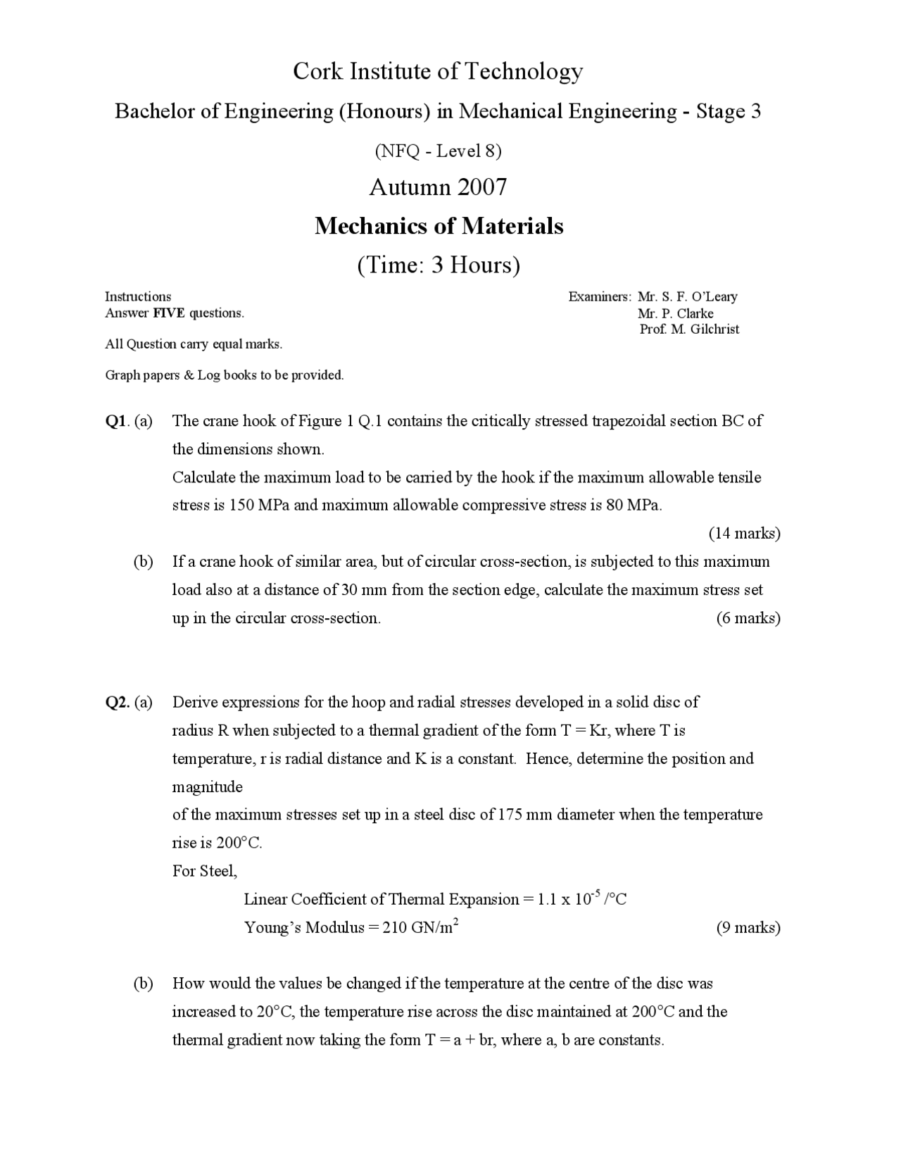 Strength Reduction - Mechanics of Materials - Exam - Docsity