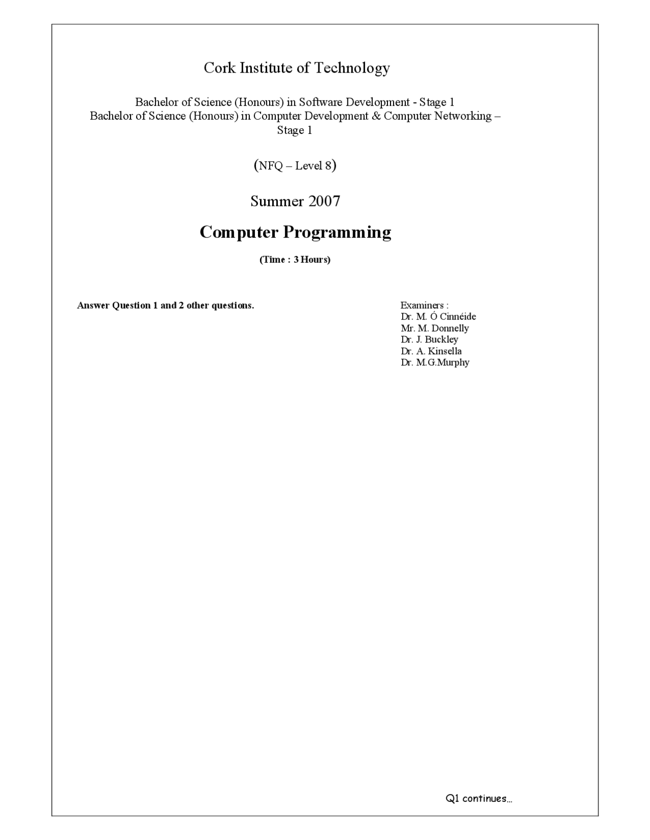 Infinite Loop - Computer Programming - Exam | Exams Computer ...
