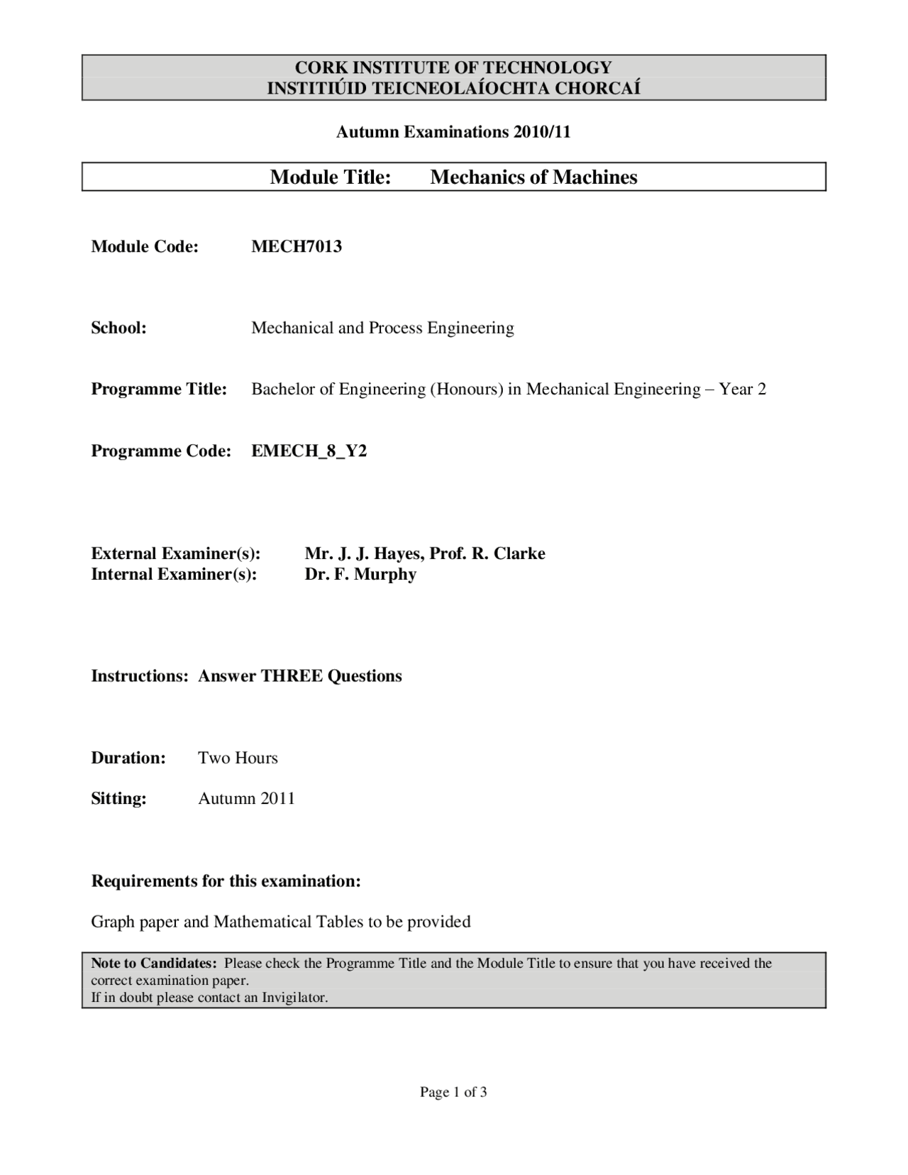 Addendum - Mechanics of Machines and Materials - Exam - Docsity