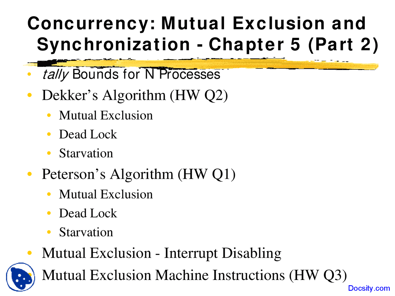 Mutual Exclusion - Operating Systems and Architecture - Lecture Slides ...