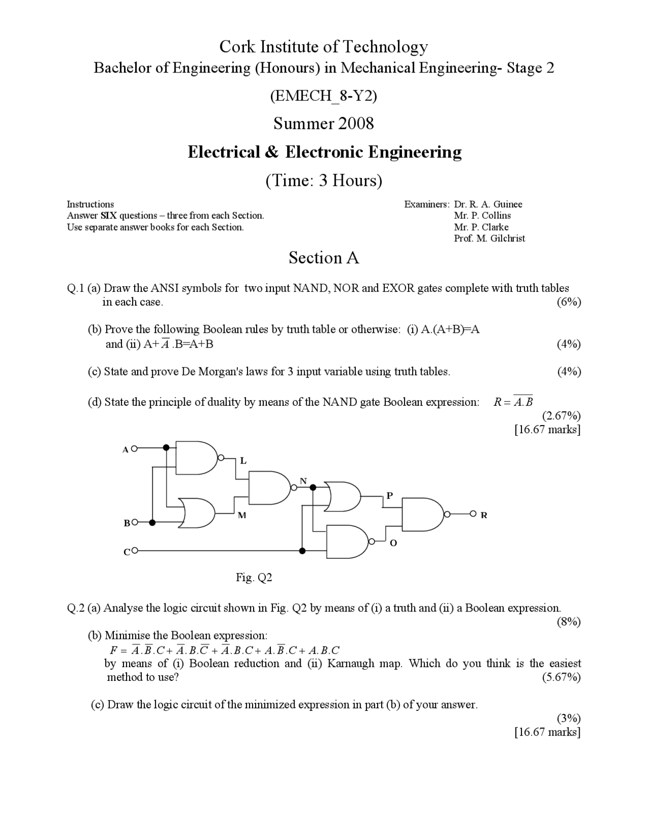 Morgan's Laws - Electrical - Electronic Engineering - Exam | Exams ...