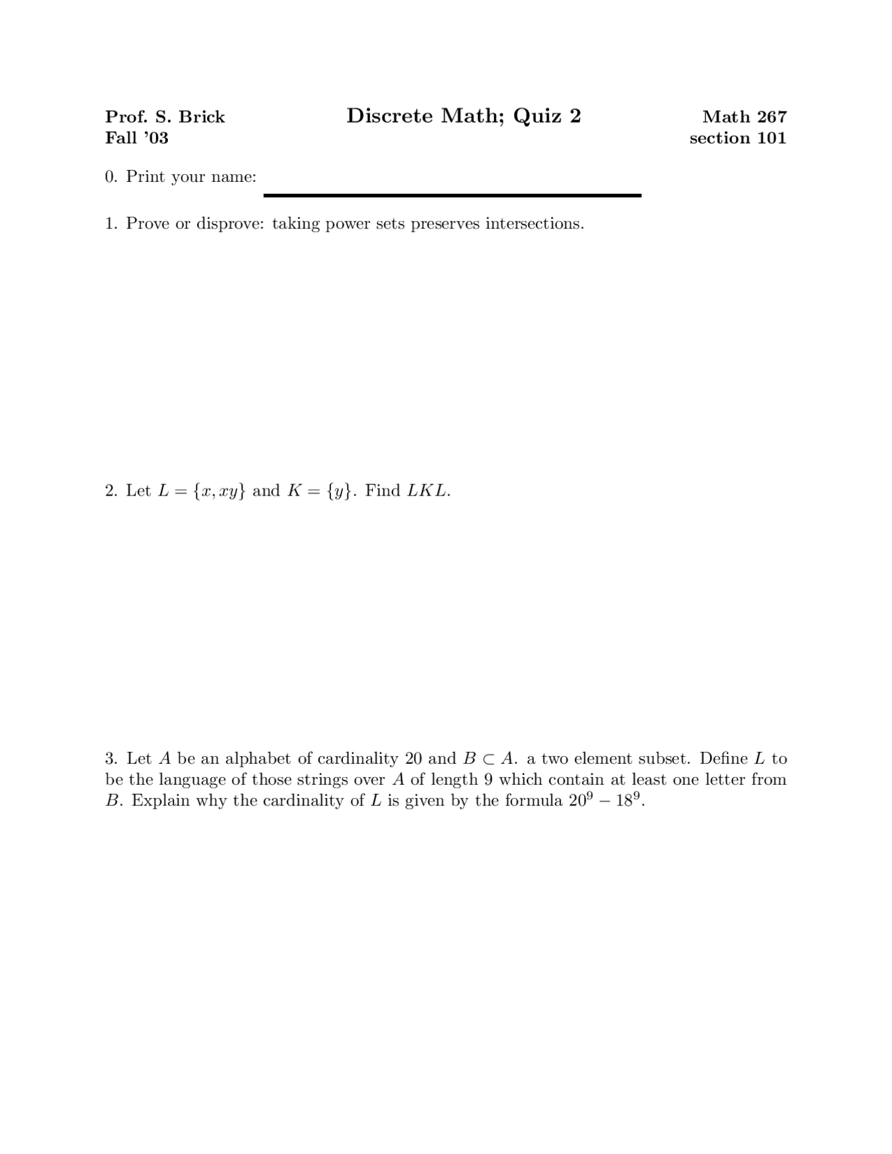 Prove Or Disprove Discrete Math Quiz Docsity