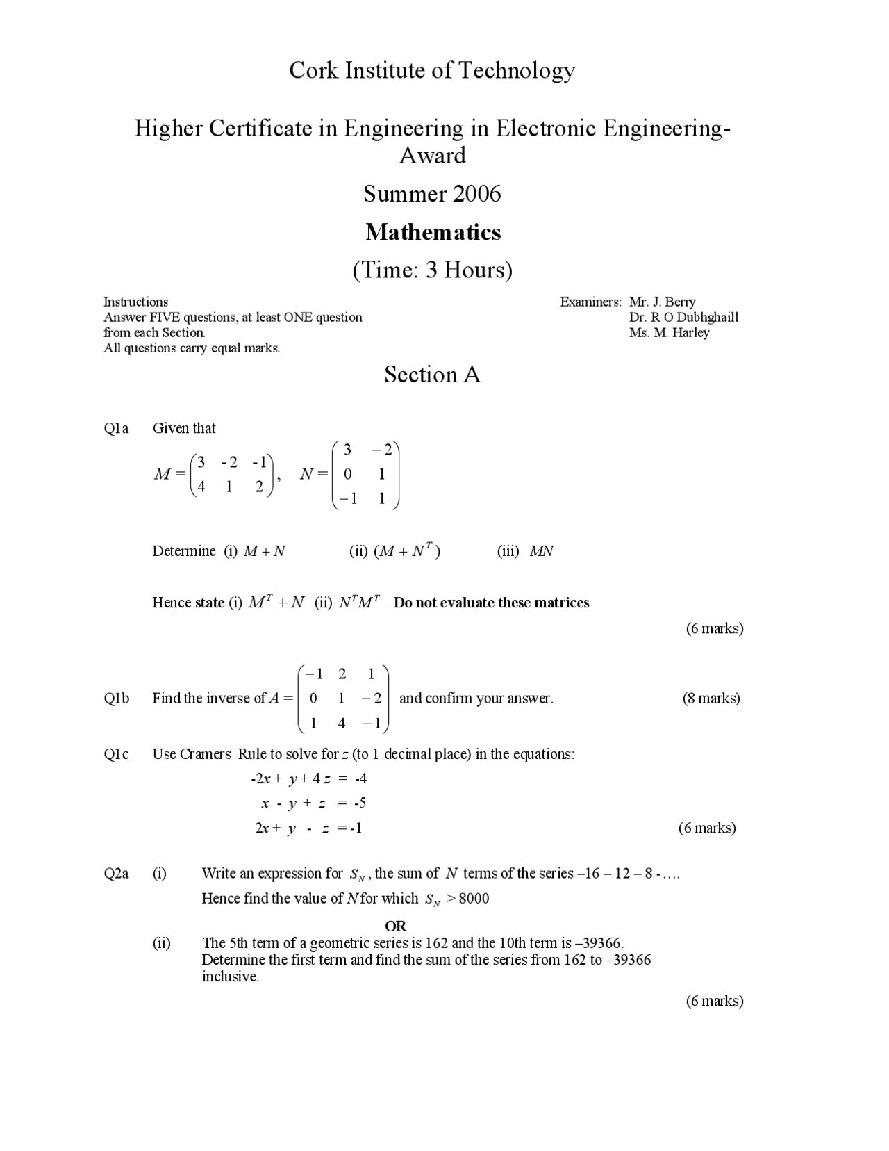 Electronics Mathimatics Sample Questions Electronics supplier - Mathematics - Exam - Docsity