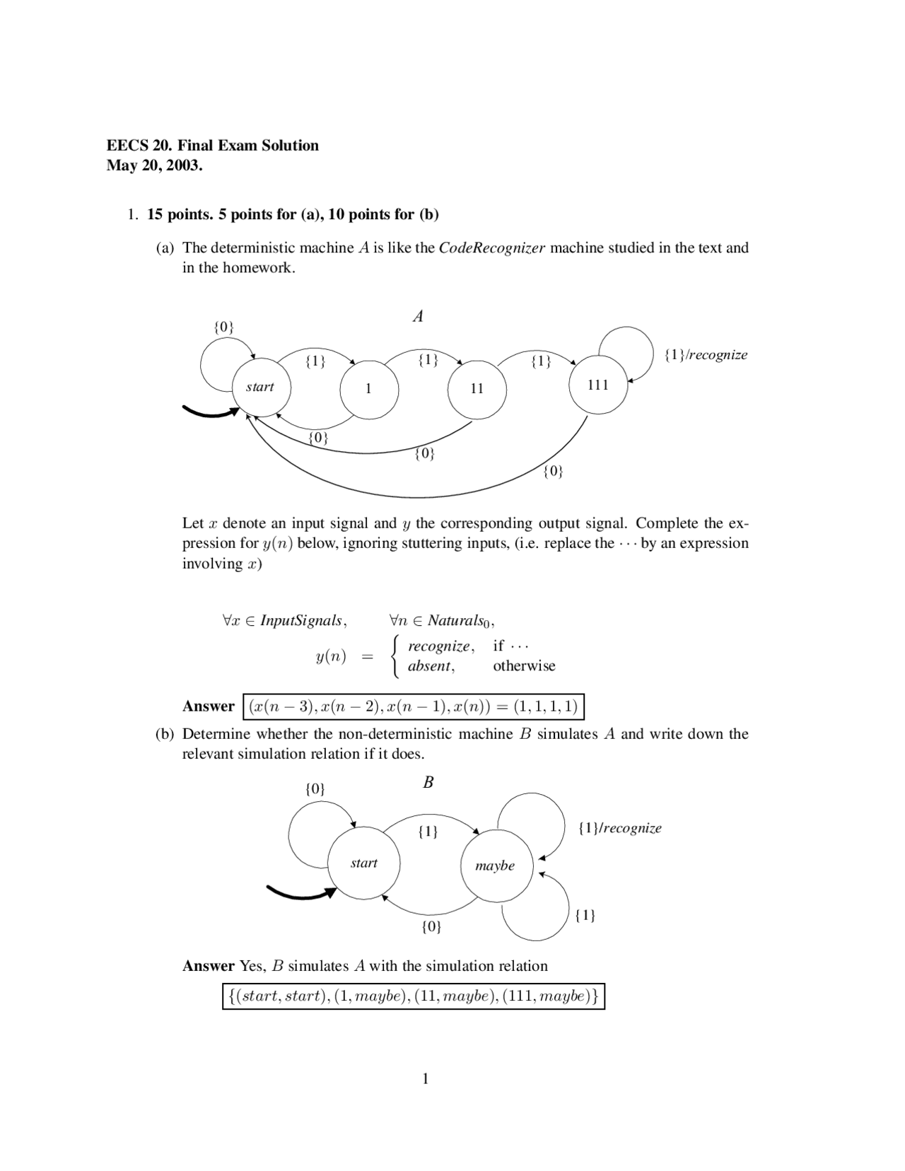 Non Deterministic - Signals and Systems - Exam - Docsity