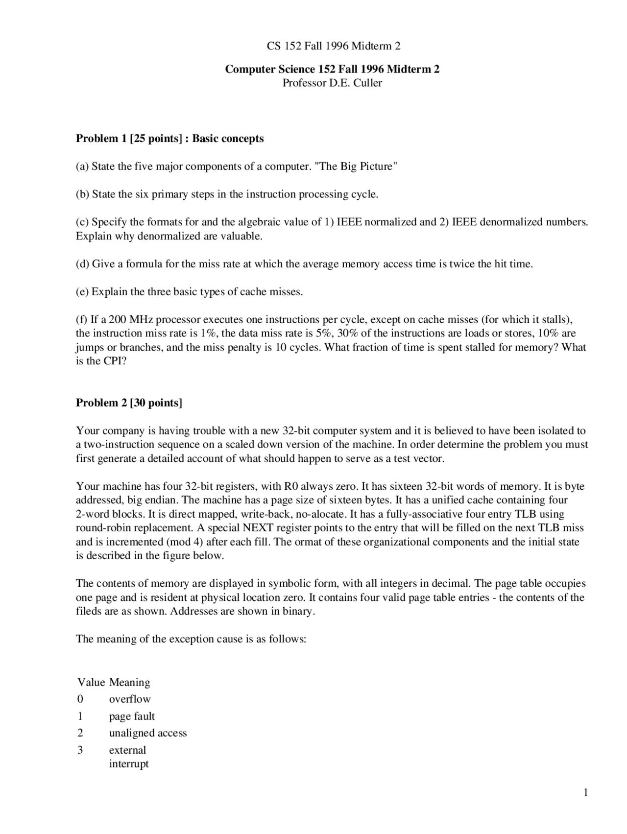 Computer System - Computer Architecture and Engineering - Exams | Exams ...