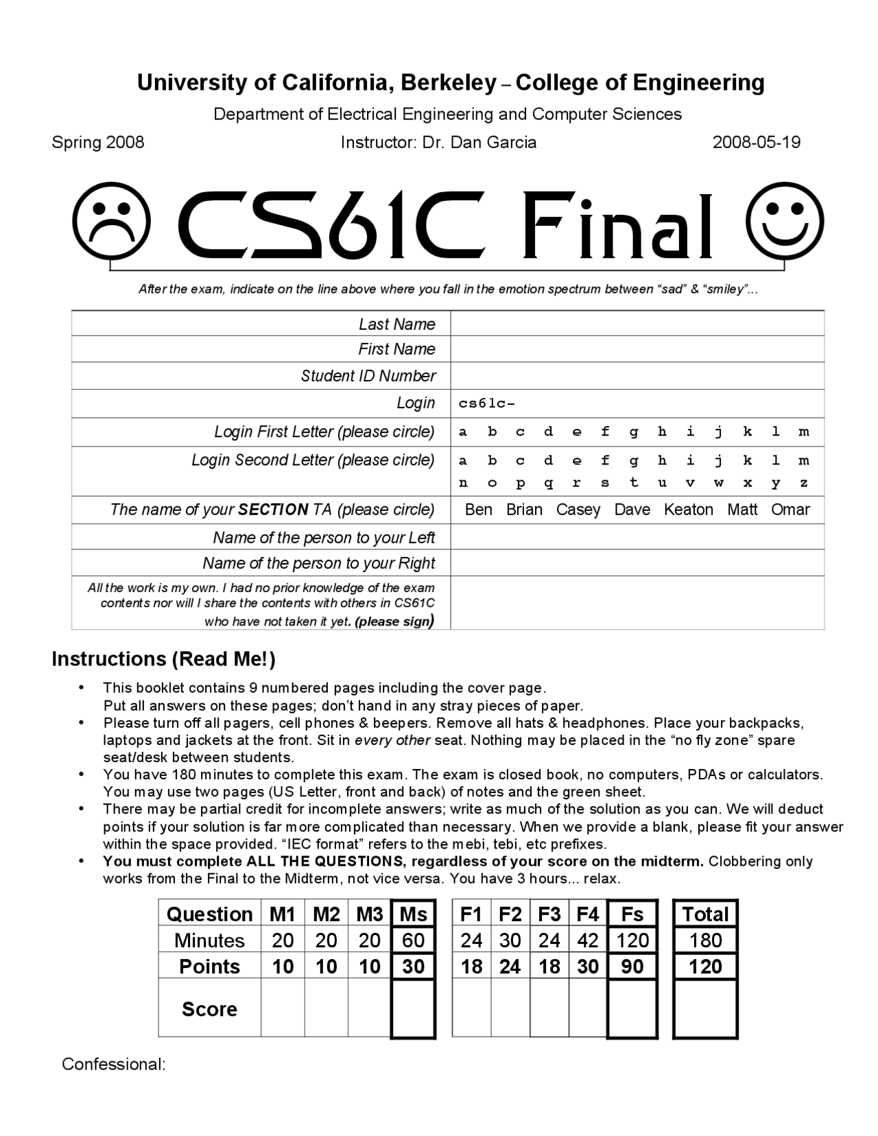 Biased Encoding - Machine Structures - Exams - Docsity