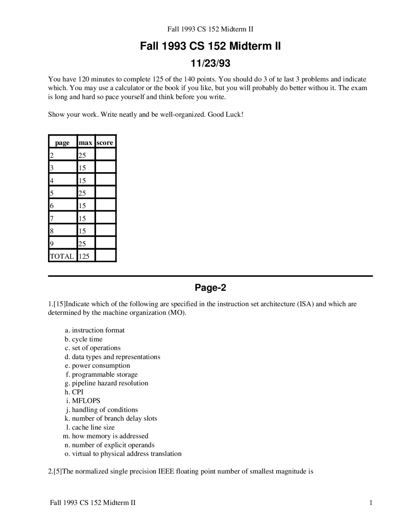 Instruction Format - Computer Architecture and Engineering - Exams ...
