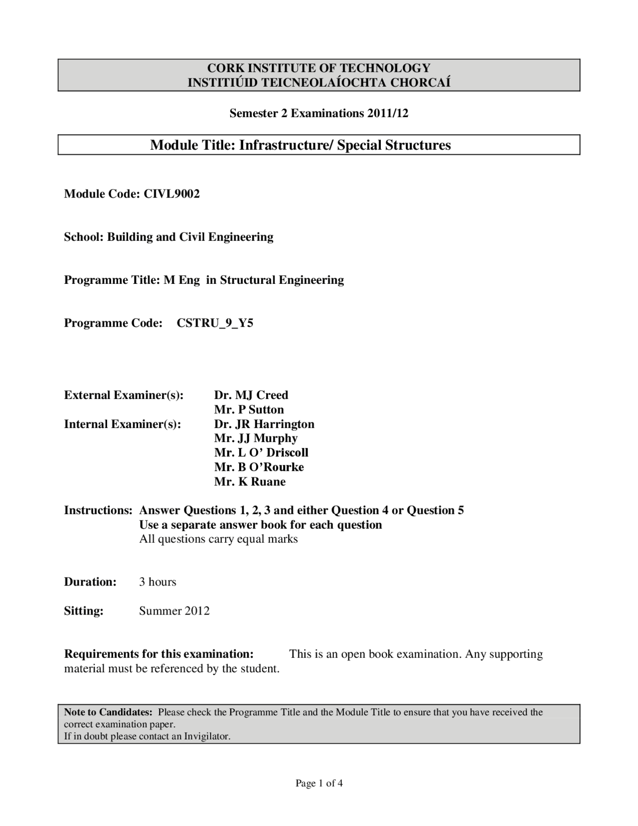 Critical Design Pressures - Structural Analysis - Old Exam Paper ...