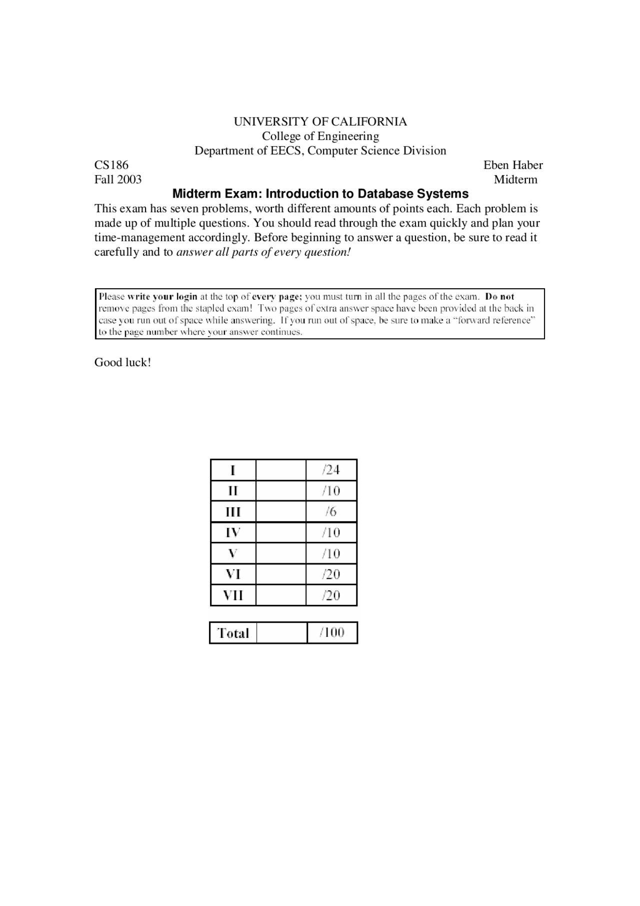 Database Exams Database Systems -Introduction to Database Systems - Exams | Exams ...