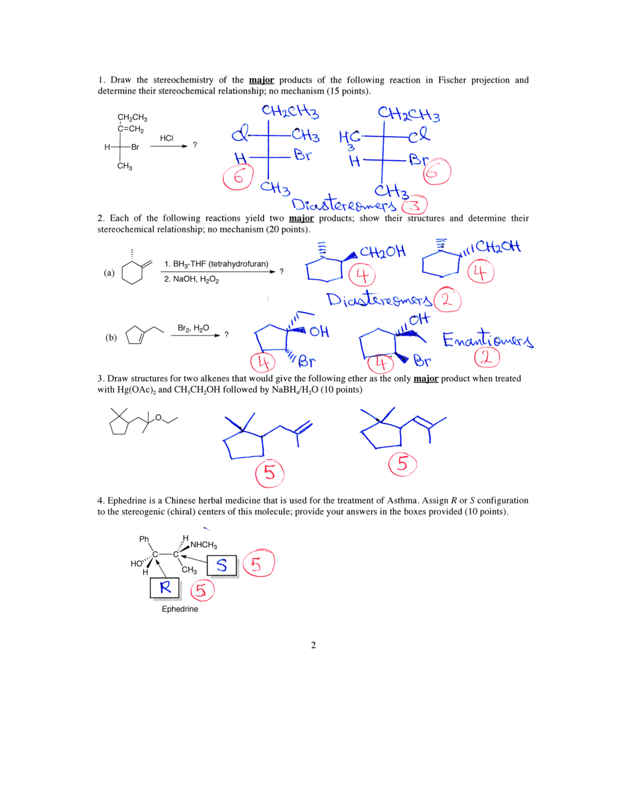 Exam 2 with Solution | Organic Chemistry I | CHEM 231 - Docsity