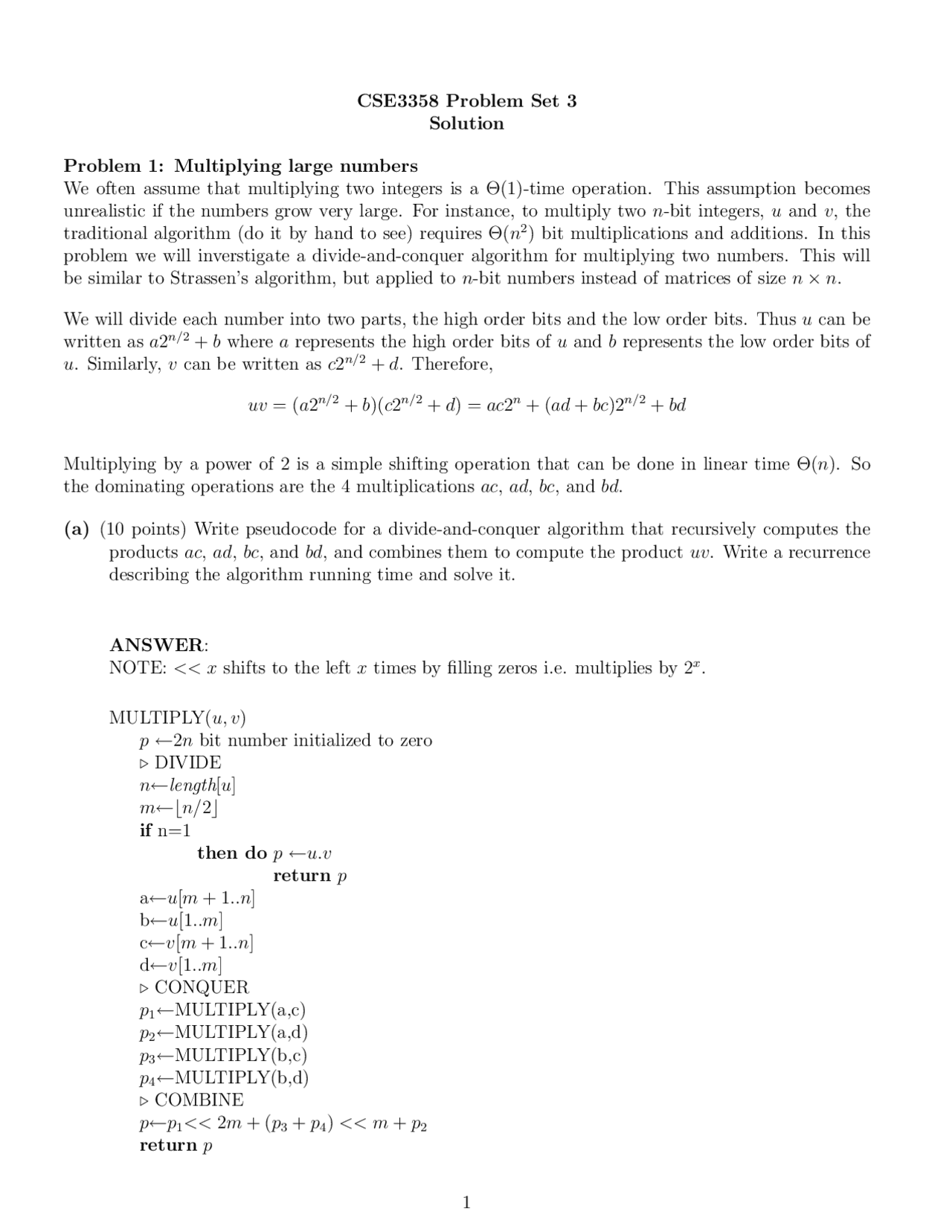 Data Structures Problems Multiplication - Data Structures - Solved Problems - Docsity