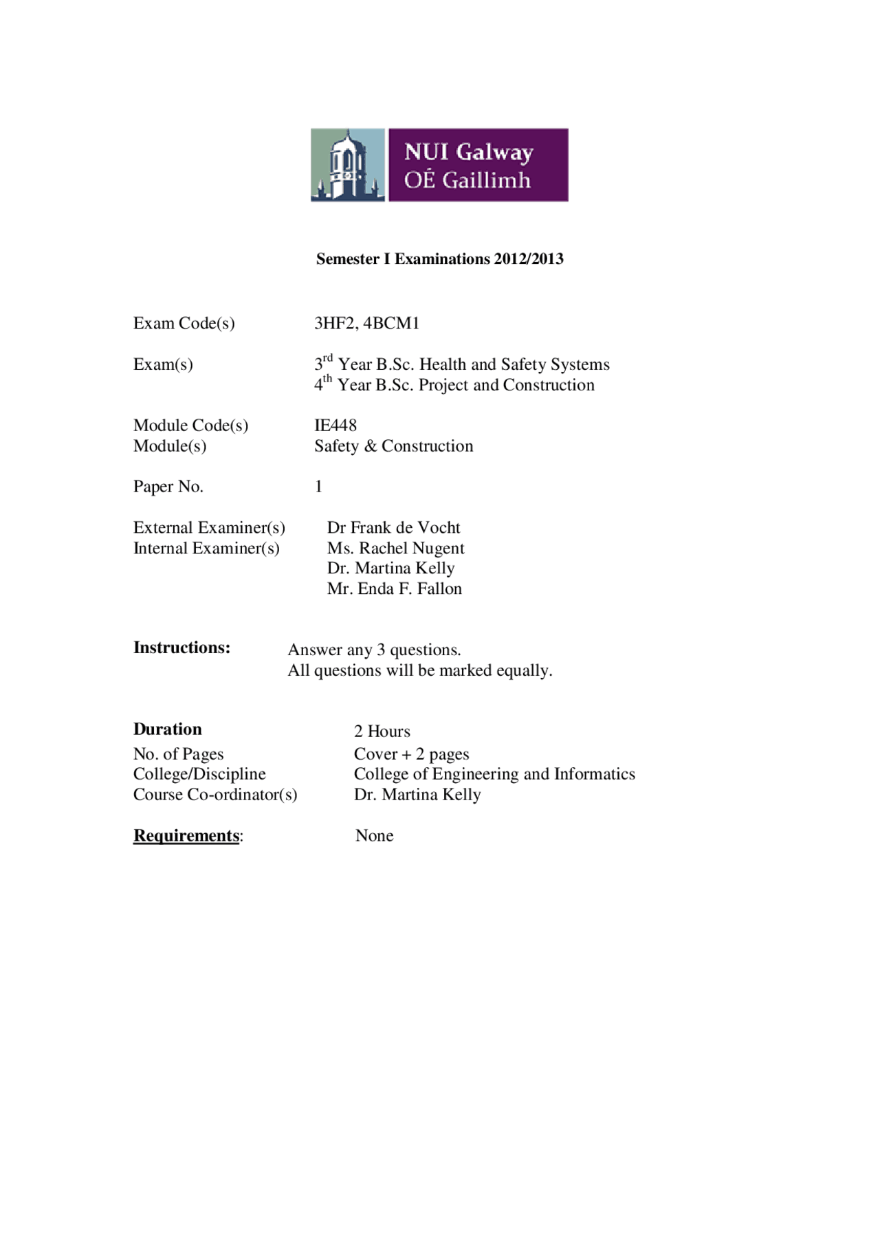 FAS SafePass - Safety and Construction - Past Exam - Docsity