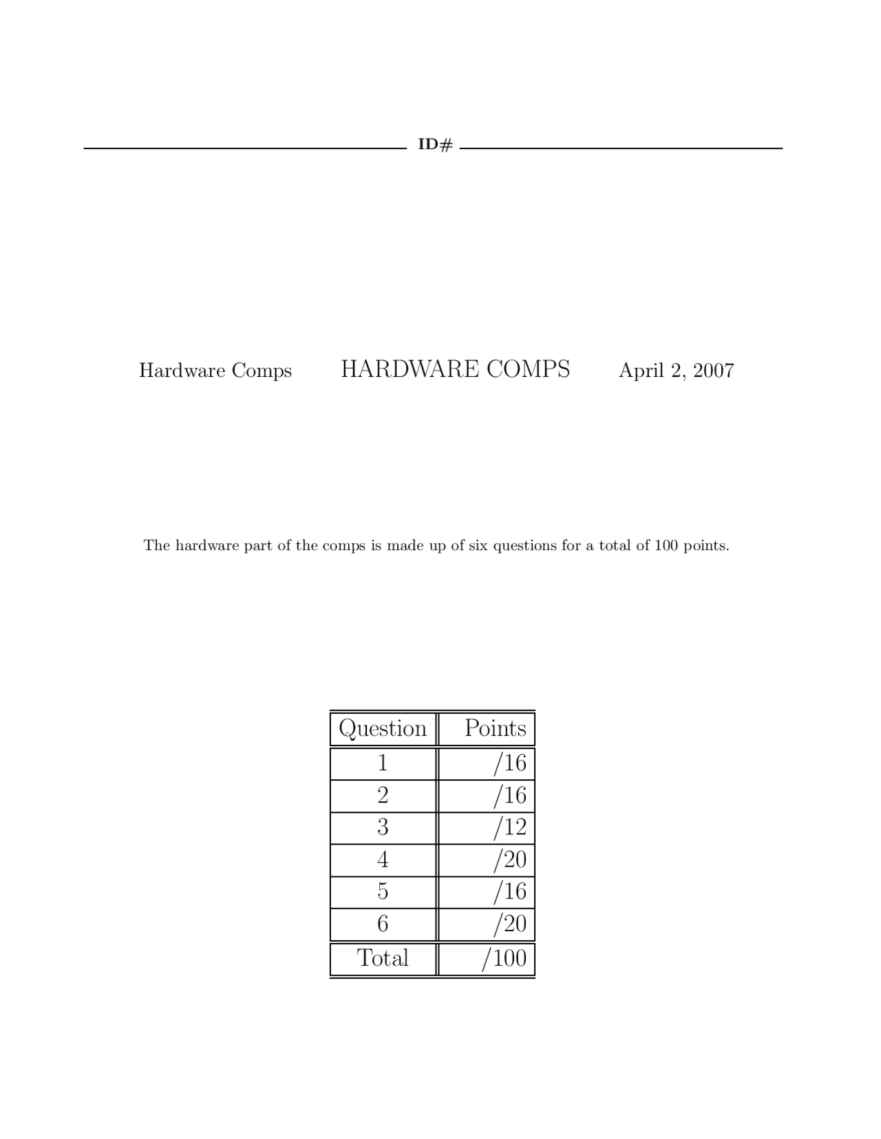 Expression Equivalence - Computer Archticture - Past Exam Paper - Docsity