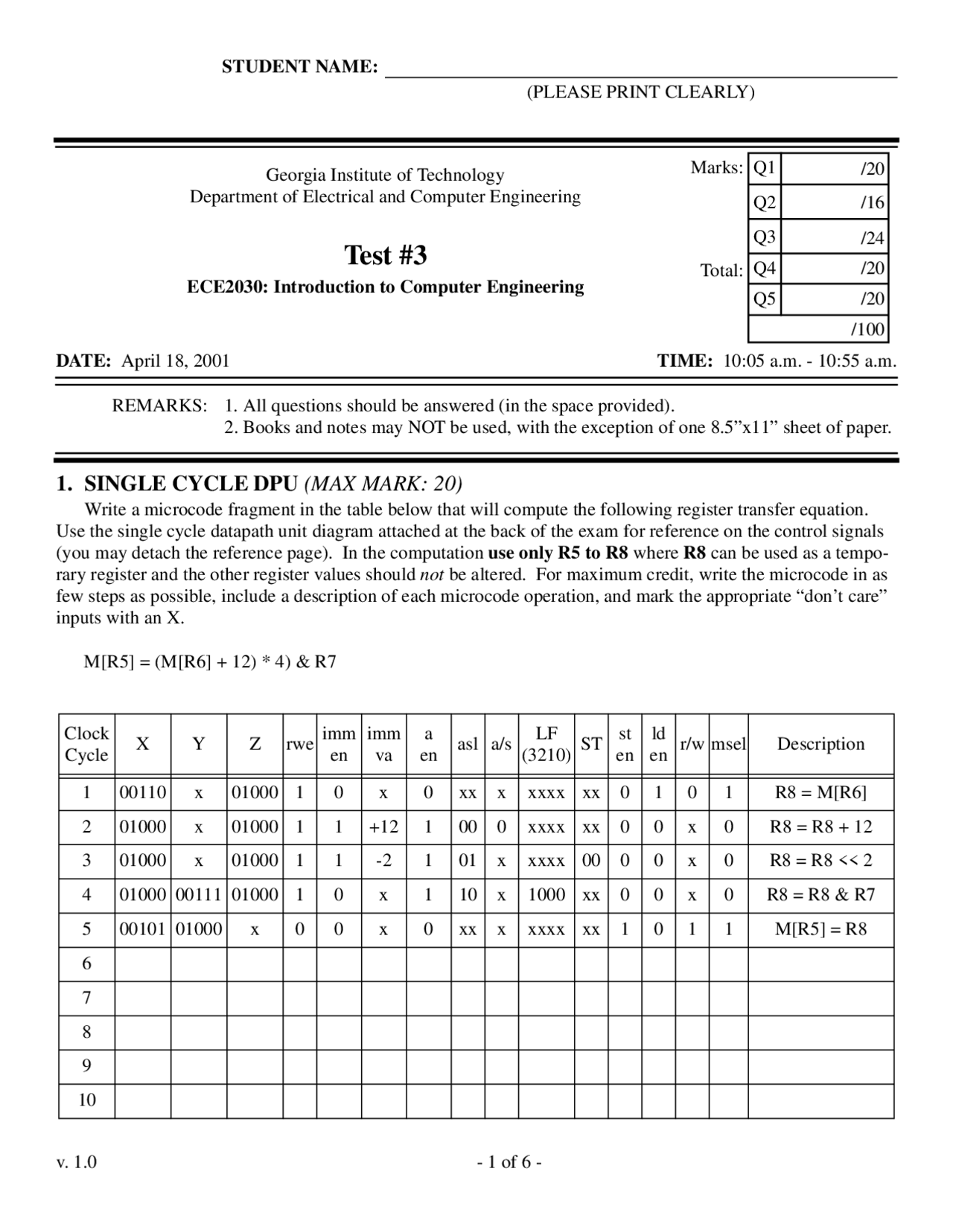 Appropriate Modifications - Computer Engineering - Solved Exam - Docsity