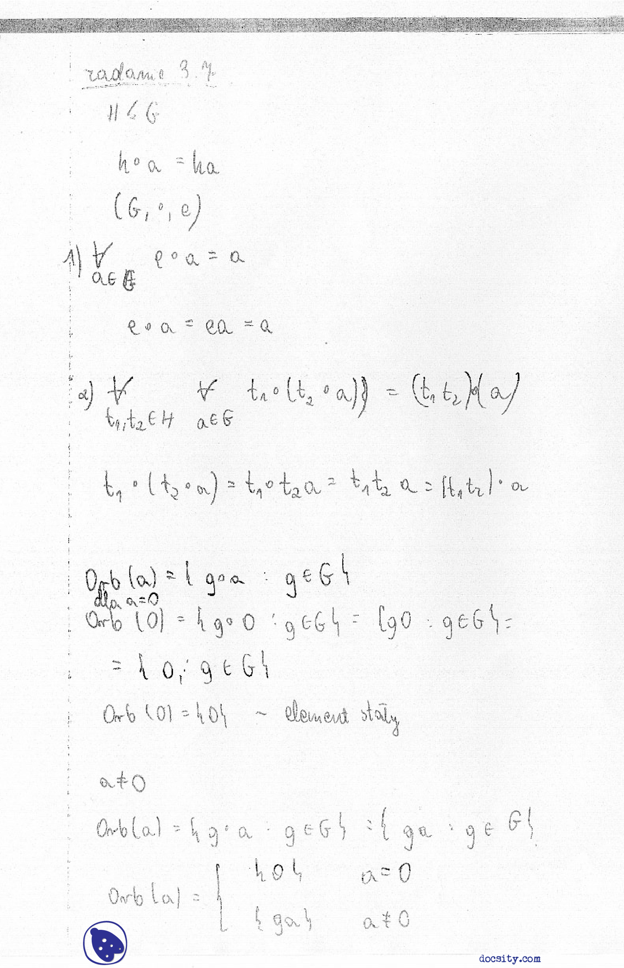 Lista 3, zadanie 7, elementy stałe - Ćwiczenia - Algebra ogólna - Docsity
