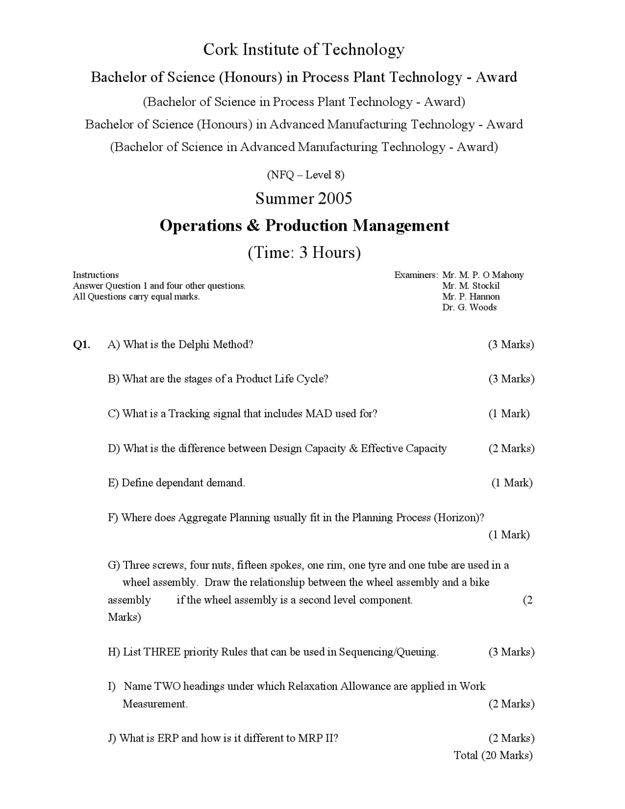 Delphi Method - Operations and Production Management - Exam - Docsity