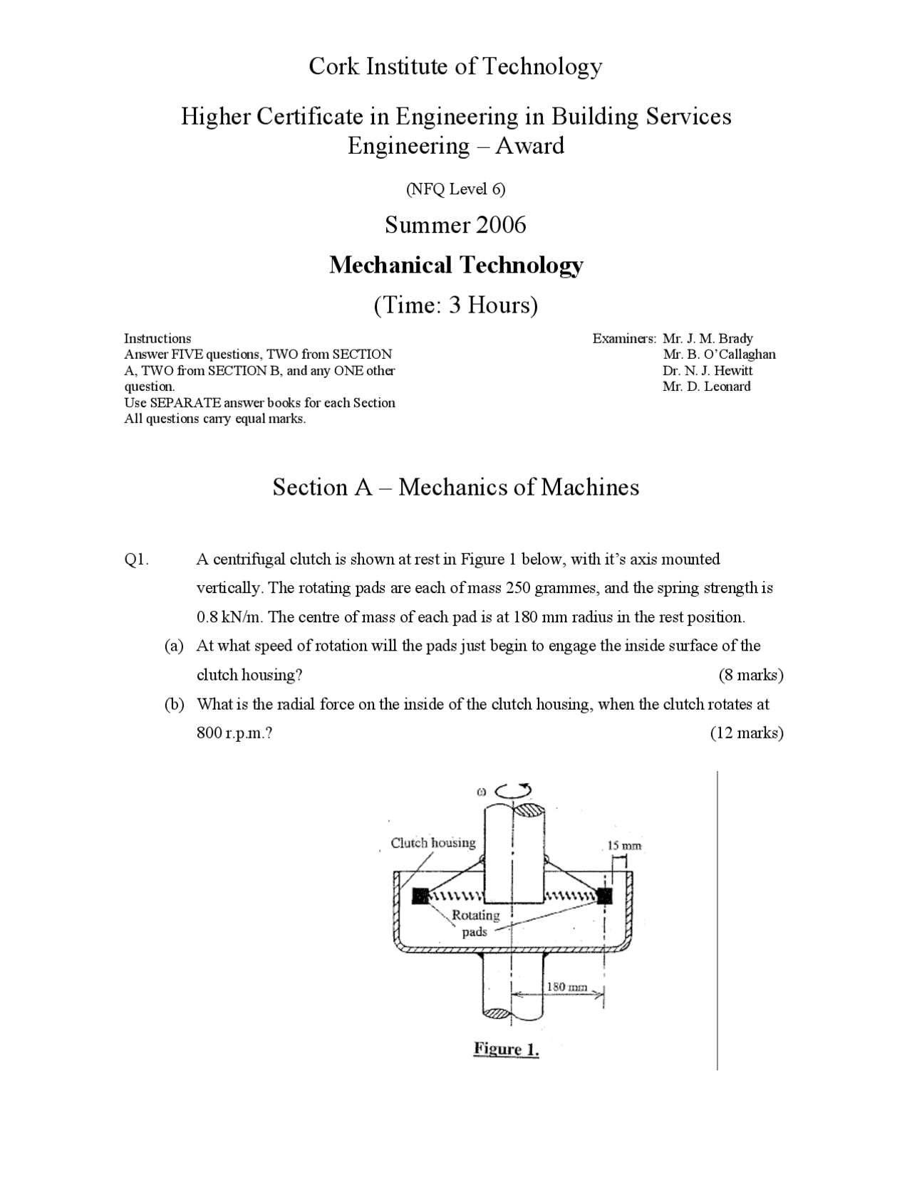 Horizontal Pull - Mechanical Technology - Exam - Docsity