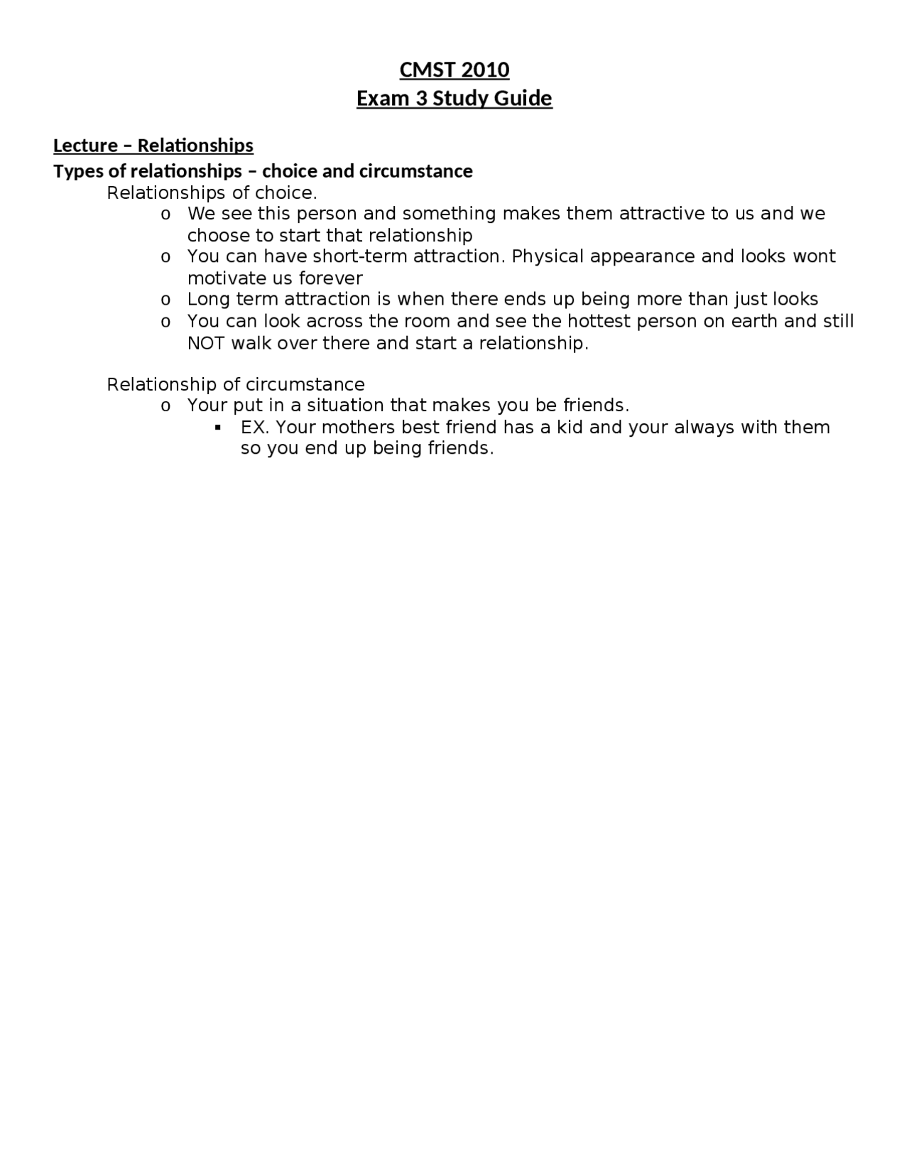 Exam 3 Study Guide - Interpersonal Communication | CMST 2010 | Study ...