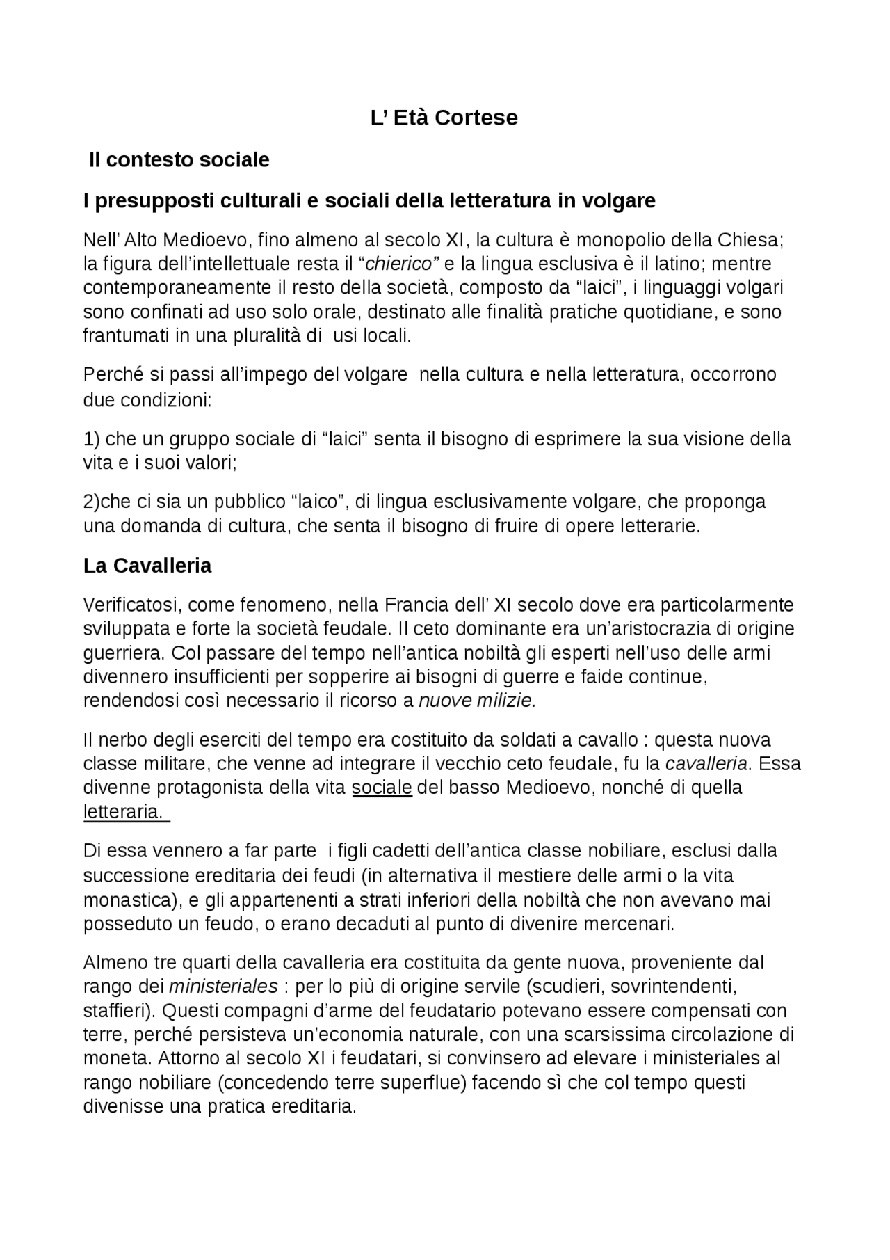 Che Cosa Si Intende Per Età Cortese