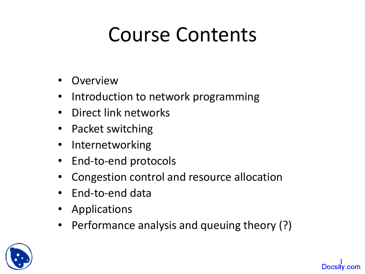Network Programming - Advanced Computer Networks - Lecture Slides - Docsity