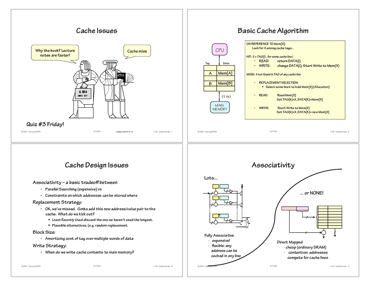 Cache Issues - Computation Structures - Lecture Slides - Docsity