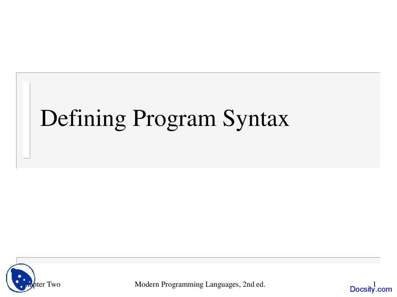 Defining Program Syntax - Modern Programming Languages - Lecture Slides ...
