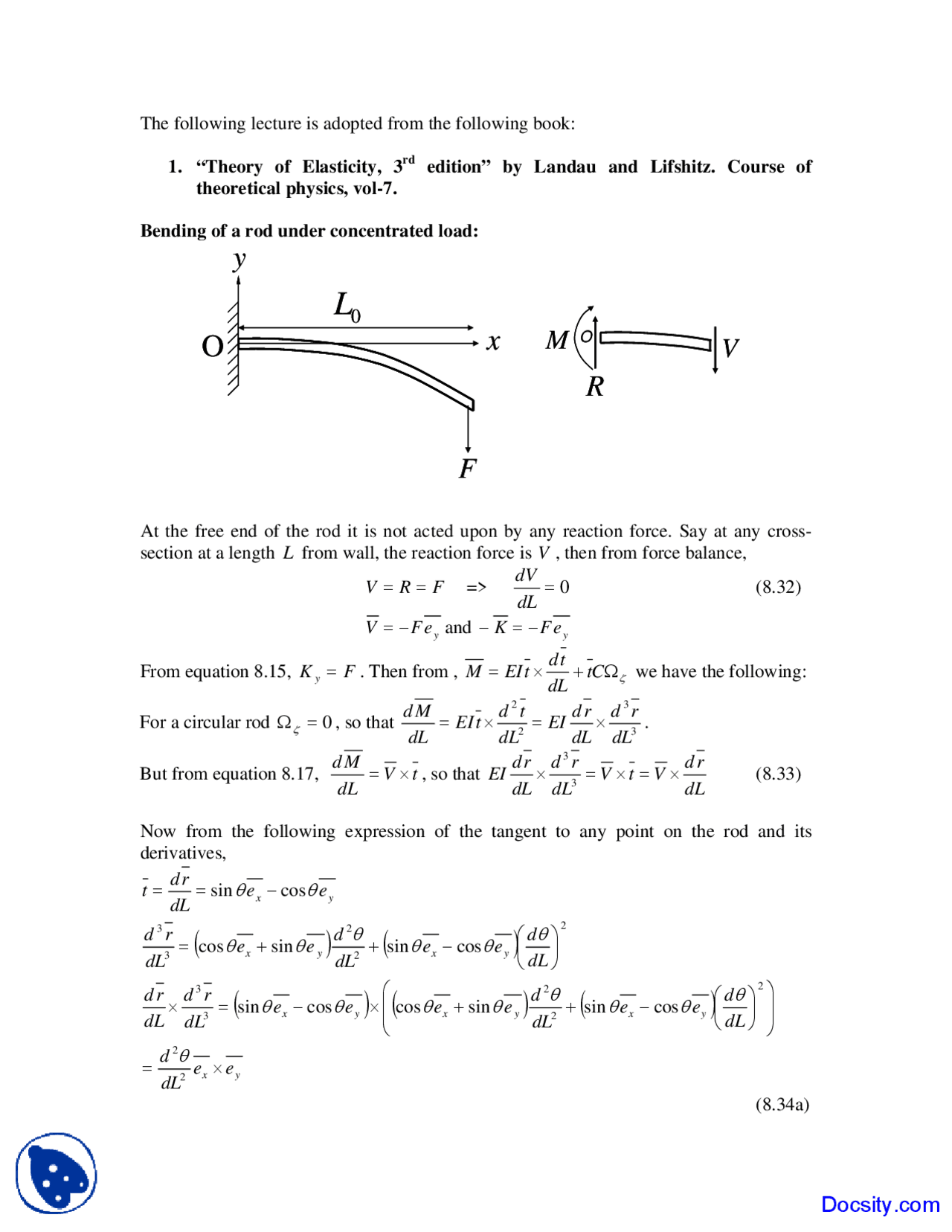 Rod under Concentrated Load - Mechanics of Soft Materials - Lecture ...