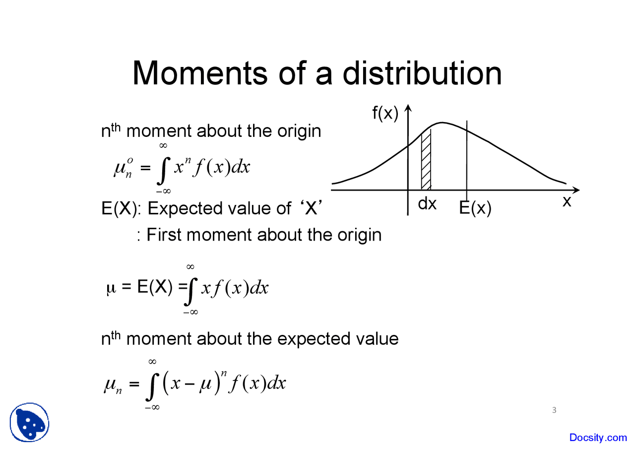 Moment Math Moments of Distribution - Stochastic Hydrology - Lecture Notes - Docsity
