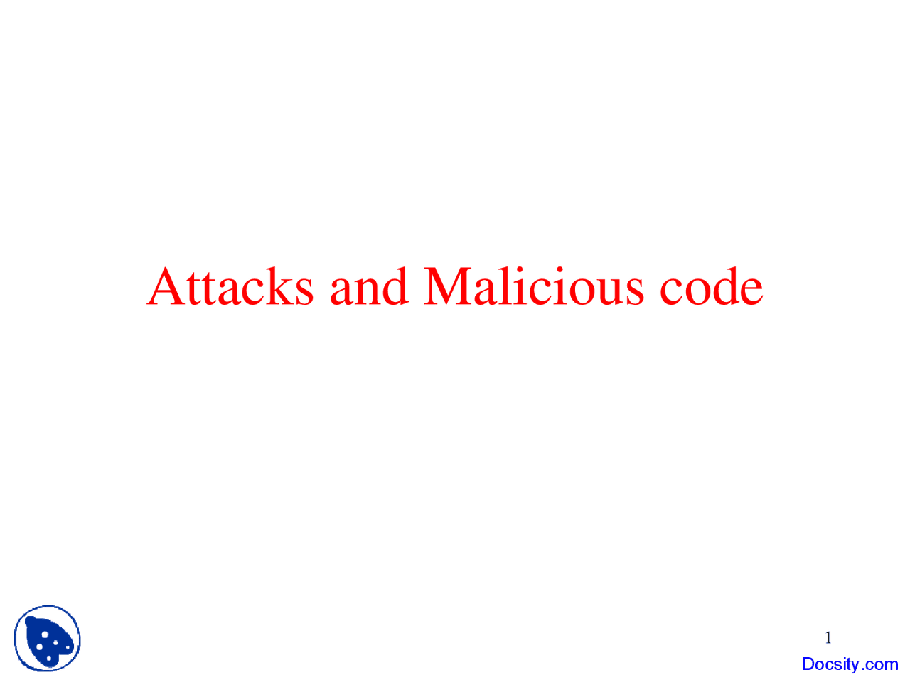 Attacks and Malicious code - Introduction to Network Security - Lecture ...