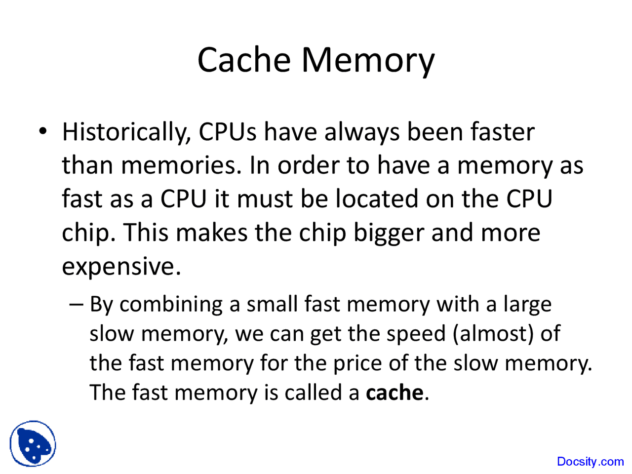 Cache Memory - Principles of Computer Architecture - Lecture Slides ...