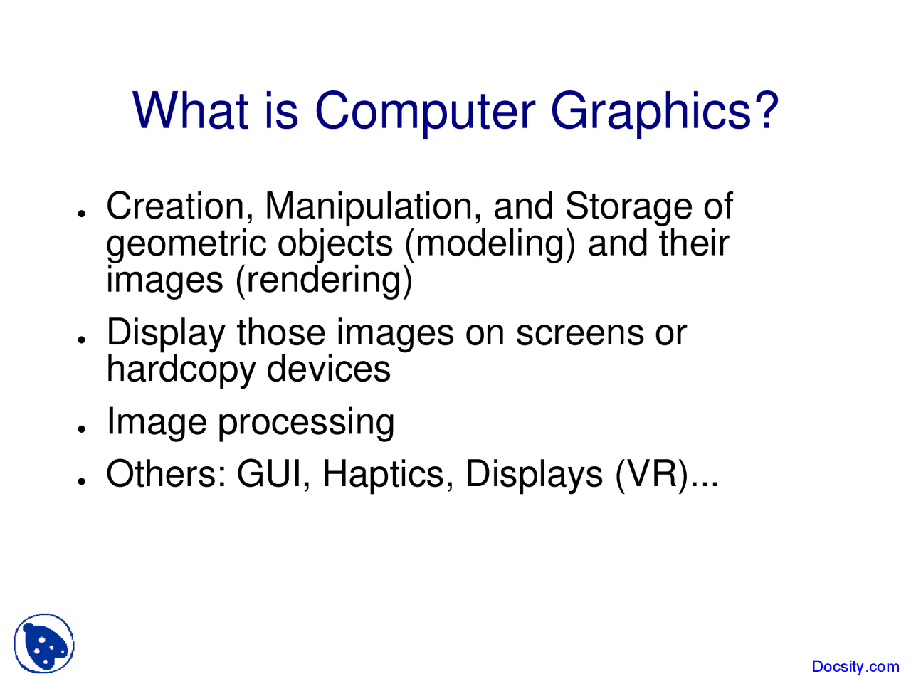 Computer Graphics - Introduction to Computer Graphics - Lecture Slides ...