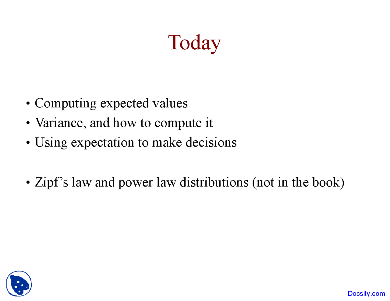 Computing Values Computing Expected Values - Computer System Modeling Fundamentals ...