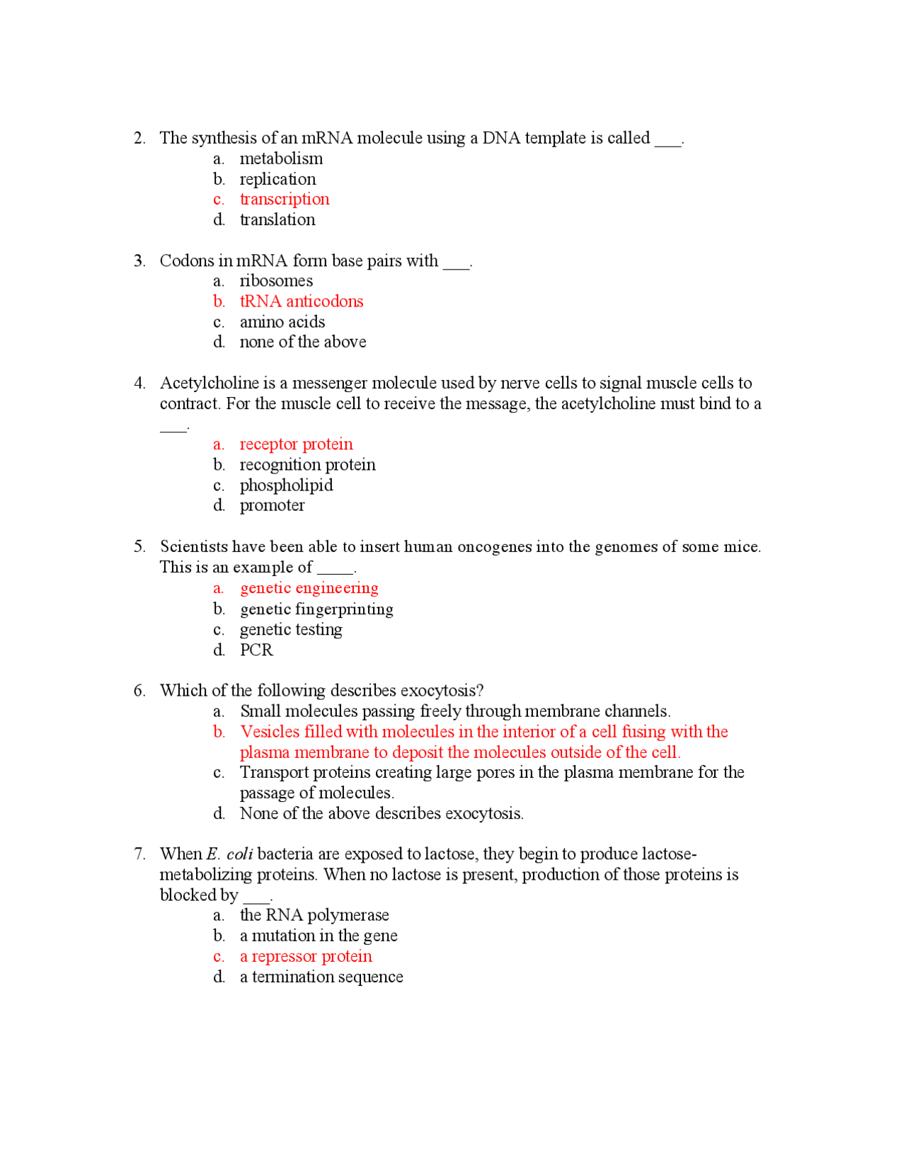 45 Solved Questions on Principles of Biology | BIOL 100 - Docsity