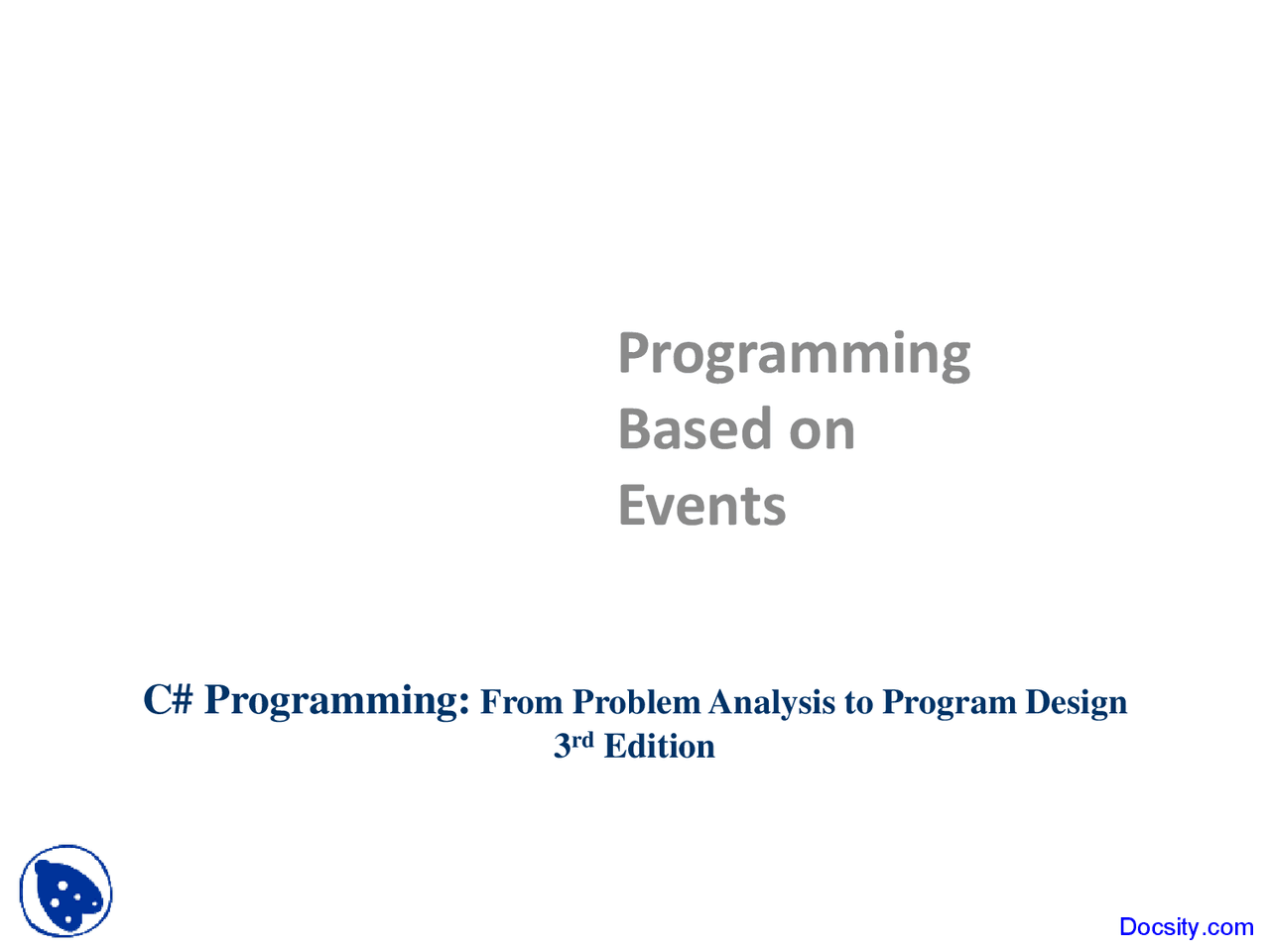 Programming Based on Events - Fundamentals of System Development ...