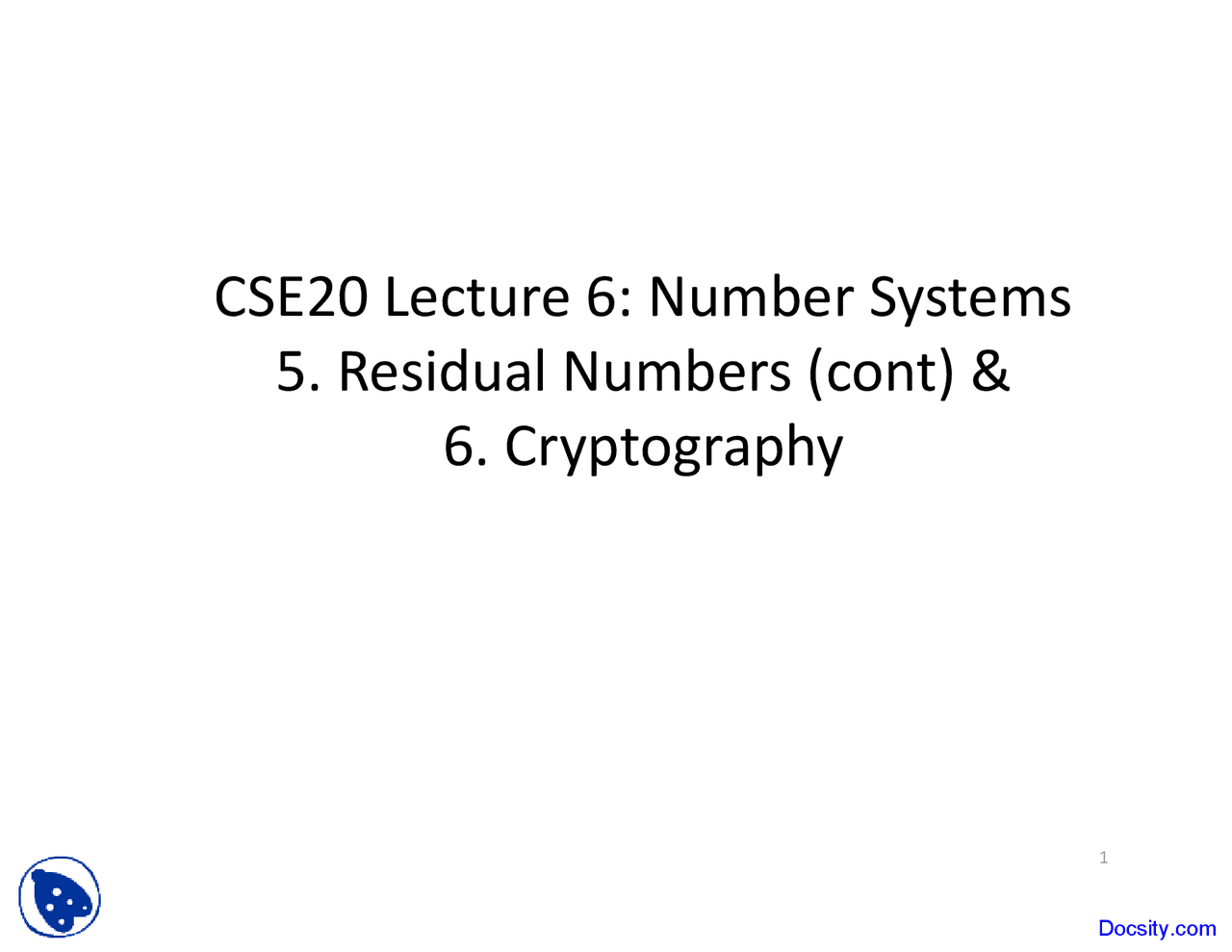 Cryptography - Discrete Mathematics - Lecture Slides - Docsity