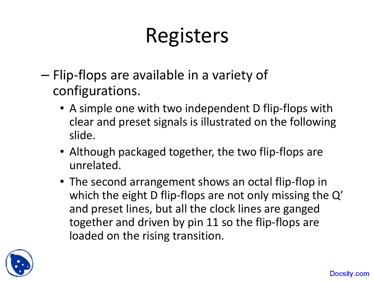 Registers - Principles of Computer Architecture - Lecture Slides ...