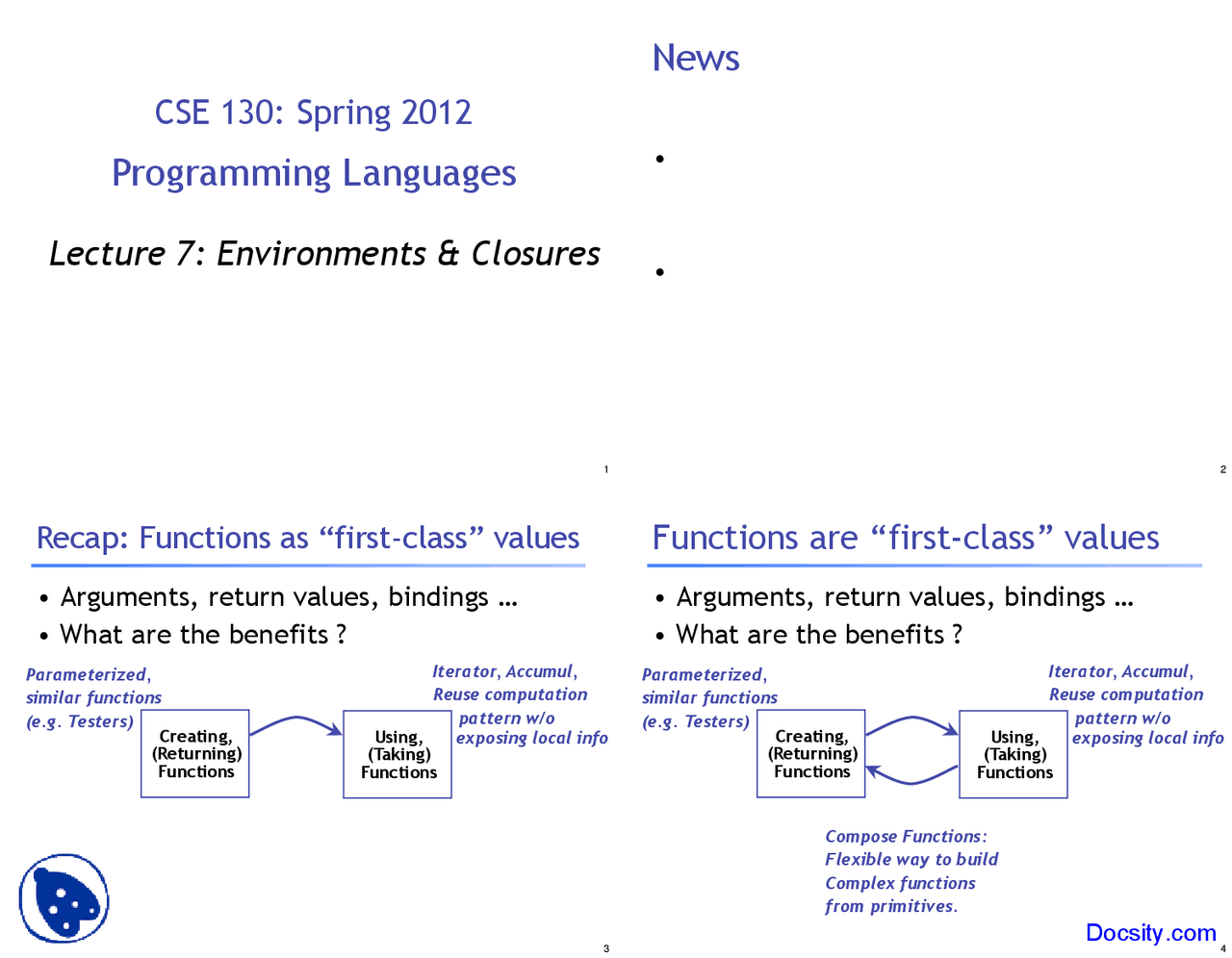 Environments and Closures - Programming Language - Lecture Slides - Docsity