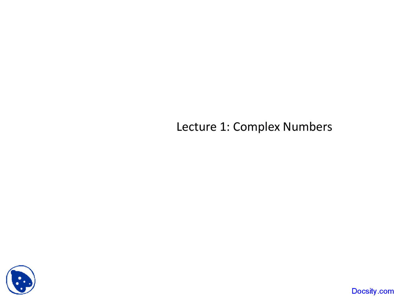 Complex Numbers - Elements of Discrete Signal Analysis - Lecture Slides ...