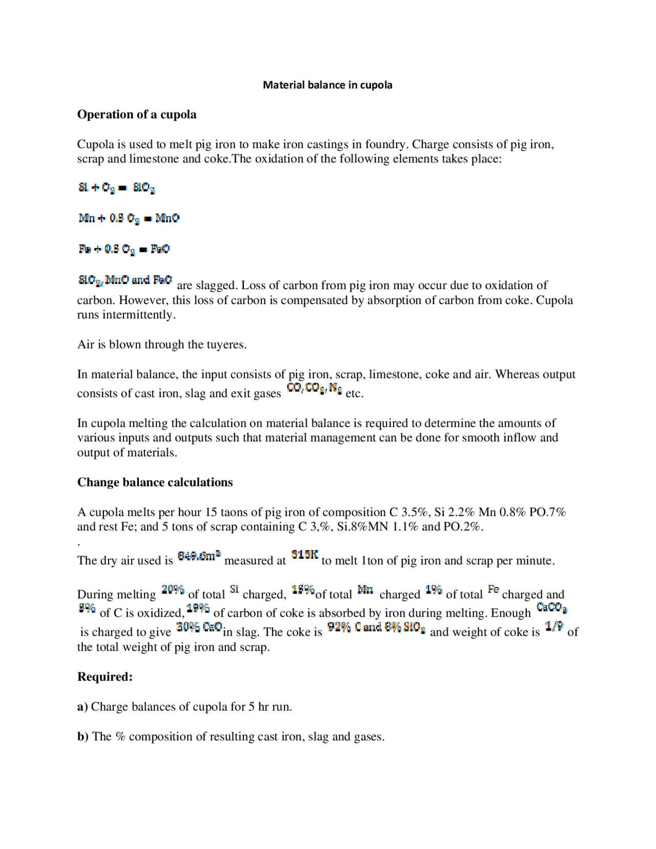 Metallurgical Problem Materials and Heat Balance in Metallurgical