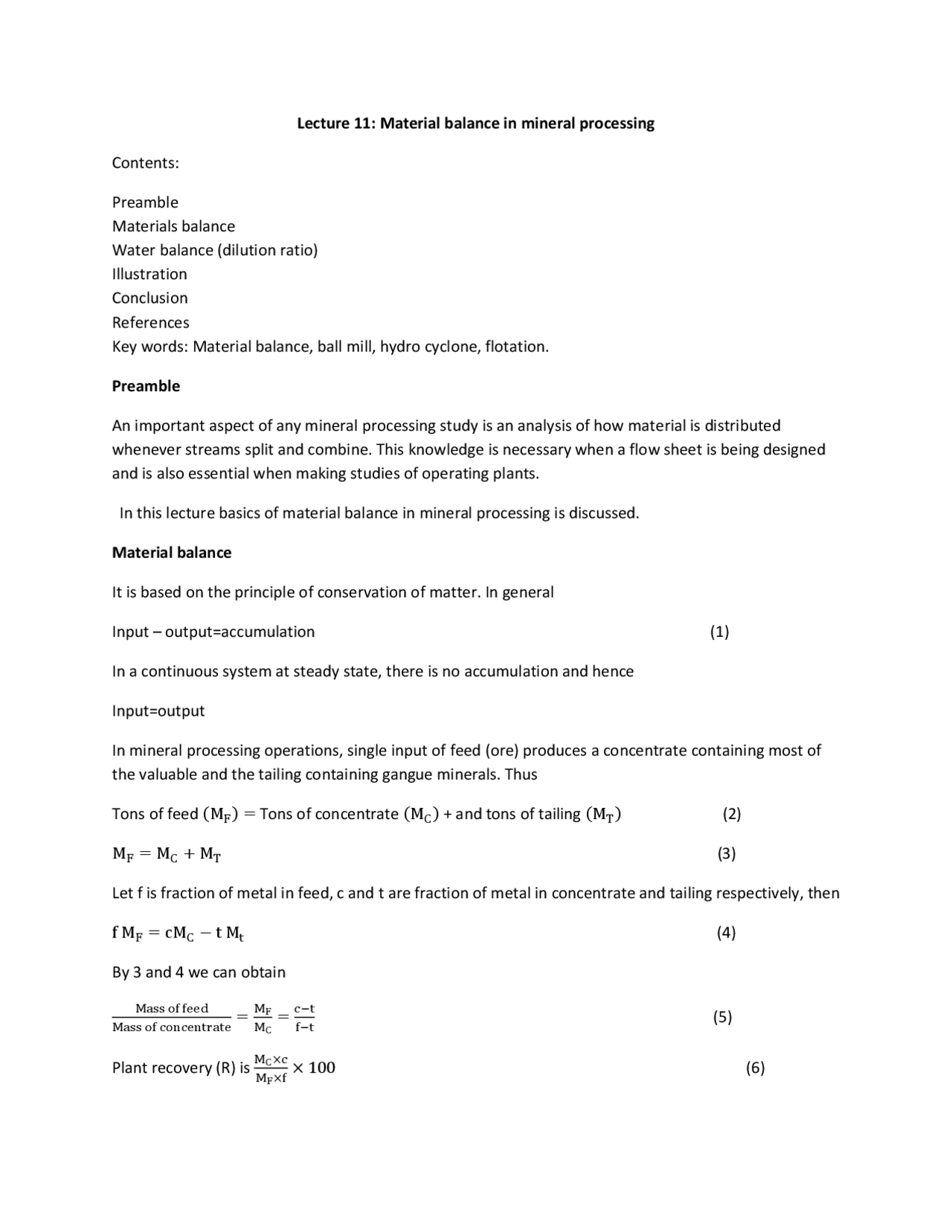 Materials Balance - Materials and Heat Balance in Metallurgical ...